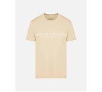 Armani Exchange Men's Cotton Milano/New York Logo Beige T-Shirt - Cream