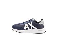 Armani Exchange Men's Cow Suede Inserts, Sole Logo, lace up Sneaker, Navy White, 8.5 UK