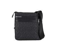 Armani Exchange Men's Double Pocket Embossed Monogram Texture Crossbody, Black, black, One size