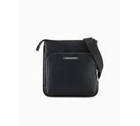 Armani Exchange Men's Double Pockets Middle Logo Lettering Plate Crossbody, Black, Black, One Size