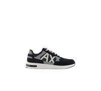 Armani Exchange Men's Dusseldorf Embossed Geometric Motifs Sneaker, D.Navy+N.Gray+Off WH, 8 UK