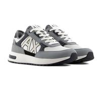 Armani Exchange Men's Dusseldorf Embossed Geometric Motifs Sneaker, N.Grey+BLK+Off White, 12 UK