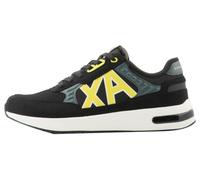 Armani Exchange Men's Dusseldorf Embossed Geometric Motifs Trainers, Black Grey Yellow, 7.5 UK