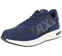 Armani Exchange Men's Dusseldorf Embossed Geometric Motifs Trainers, Navy Black, 8 UK
