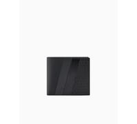 Armani Exchange Men's Dylan, Bifold Coin Pocket Two Stripes Bi-Fold Wallet, Black/Gunmetal