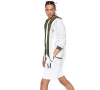 Armani Exchange Mens Embroidered Front Logo, Adjustable Drawstrings Casual Shorts, White, S