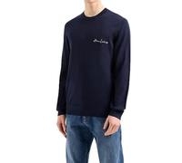 Armani Exchange Men's Essential Crew Neck Logo Lettering Pullover Sweater, Navy, S