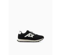 Armani Exchange Men's Essential Drop Mesh Details Trainers, Black Off White, 7 UK