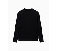 Armani Exchange Men's Essential, Long Sleeve Monogram Logo Texture Pullover Sweater, Black, M, Black, M