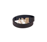 Armani Exchange Men's Essential Reversible Logo Flip Closure Belt, Black/blue navy, 30
