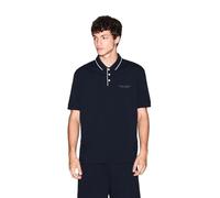 Armani Exchange Men's Essential, Striped Collar Side Milano-New York Logo Lettering Polo Shirt, deep Navy, M