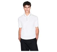 Armani Exchange Men's Essential, Striped Collar Side Milano-New York Logo Lettering Polo Shirt, Off White, XL, Off White, XL