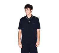 Armani Exchange Men's Essential, Striped Collar Side Milano-New York Logo Lettering Polo Shirt (Pack of 1)