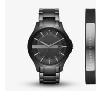 Armani Exchange Mens Hampton Black Watch & Bracelet Gift Set AX7101