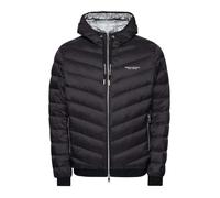 Armani Exchange Men's Hooded Quilted Down Milano/New York Logo Zip-up Jacket, Black/Melange Gray B, S