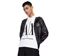Armani Exchange Men's Hoodie, Maxi Print Logo on Front Sweatshirt, White, M