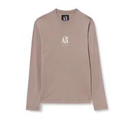 Armani Exchange Men's Icon Project, Embroidered Logo, Long Sleeve, T-Shirt, Brown, M