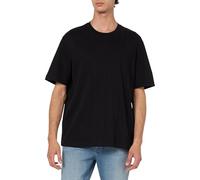 Armani Exchange Men's Jacquard Grid with Vertical Stacked Ax Logos Oversized Fit Tee T-Shirt, Black, XL