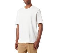 Armani Exchange Men's Jacquard Grid with Vertical Stacked Ax Logos Oversized Fit Tee T-Shirt, Off White, L