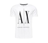 Armani Exchange Men's Logo Icon Tee T-Shirt, White (White W/Black Print 5100), Medium