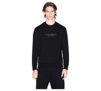 Armani Exchange Men's Long Sleeve, Front Tone on Tone Logo Sweatshirt, Black, L, black, L