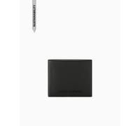 Armani Exchange Men's Madrid Essential Bicoloured Metal Logo Bi-Fold Wallet, Black