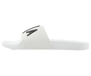 Armani Exchange Men's Mykonos, Kint Band, Big Logo Slide Sandal, Op White Black, 5.5 UK