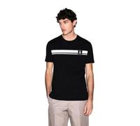Armani Exchange Men's One Block Up, Color Contrast Banding, Embroidered Logo T-Shirt