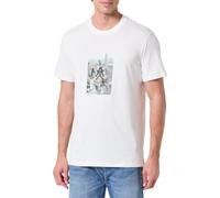 Armani Exchange Men's One Block Up, Front Logo with Rubbed Photo Print T-Shirt, White, L
