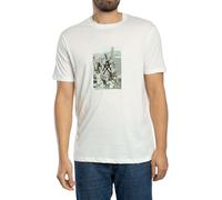 Armani Exchange Men's One Block Up, Front Logo with Rubbed Photo Print T-Shirt, White, L