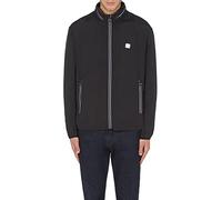 Armani Exchange Men's Packable, Hidden Hoodie, Two Zip Pockets on Front, Rubber Patch Logo Windbreaker, Black, ExtraExtra-Large