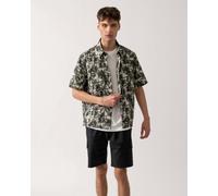 Armani Exchange Mens Palm Tree Print Hawaiian Shirt - Optic White/Green Resort F0039 - Optic White/Green Resort F0039 - M