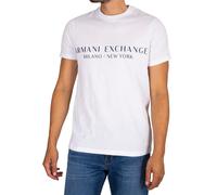 Armani Exchange Men's Short Sleeve Milan New York Logo Crew Neck T-Shirt, White/Opulent Garden, XL
