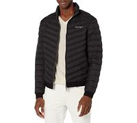 Armani Exchange Mens Quilted Milano/New York Logo Zip-up Jacket Down Alternative Coat, Black/Melange Grey B, XL UK