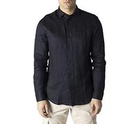 Armani Exchange Men's Regular, Sur Ton Embroidered Logo Shirt, Navy, XXL