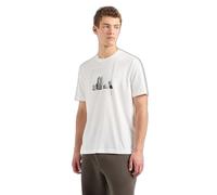 Armani Exchange Men's Scattered Graphic Elements with Iconic Building Image Regular Fit Tee T-Shirt, Off White Ny, L