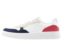 Armani Exchange Men's Seattle, Suede Details, Embroidered Logo Trainers, Op White Sky Red, 9.5 UK
