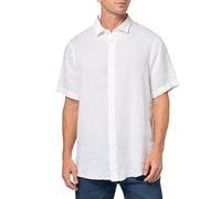 Armani Exchange Men's Short Sleeve Regular Fit Linen Shirt, Shirt, White, XS