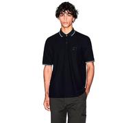 Armani Exchange Men's Short Sleeve Side Logo Patch Three-Button Collar, Polo Shirt, Black, L, Black, L