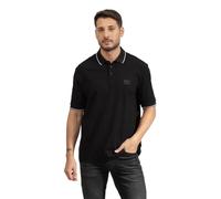 Armani Exchange Men's Short-Sleeved Side Logo Patch Three-Button Collar Polo Shirt, Black, XL