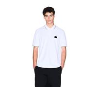 Armani Exchange Men's Short-Sleeved Side Logo Patch Three-Button Collar Polo Shirt, White, L
