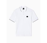 Armani Exchange Men's Short-Sleeved Side Logo Patch Three-Button Collar Polo Shirt, White, M