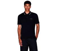 Armani Exchange Men's Short-Sleeved Side Logo Three-Button Collar Polo Shirt, black, L