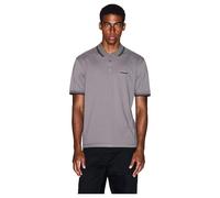 Armani Exchange Men's Short-Sleeved Side Logo Three-Button Collar Polo Shirt, Dark Gull Gray, M