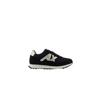 Armani Exchange Men's Side Geometric Logo Motifs Sneaker, Black Pale Gold, 11 UK