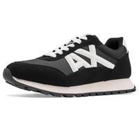 Armani Exchange Men's Side Geometric Logo Motifs Trainers, Black + Off White, 44.5 EU, Black Off White, 10.5 UK