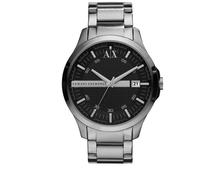 Armani Exchange Hampton Men's Quartz Watch with Black Dial and Silver Stainless Steel Bracelet AX2103