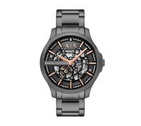 Armani Exchange Men's Skeleton Dial Black Tone Bracelet Watch