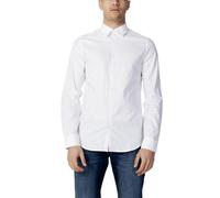 Armani Exchange Men's Slim Fit Oxford Button Down Shirt, White Oxford/7blue/W, L