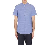 Armani Exchange Men's Slim Fit, Short Sleeves, Dot Pattern, Embroidered Logo Shirt, Blue White Polka, M